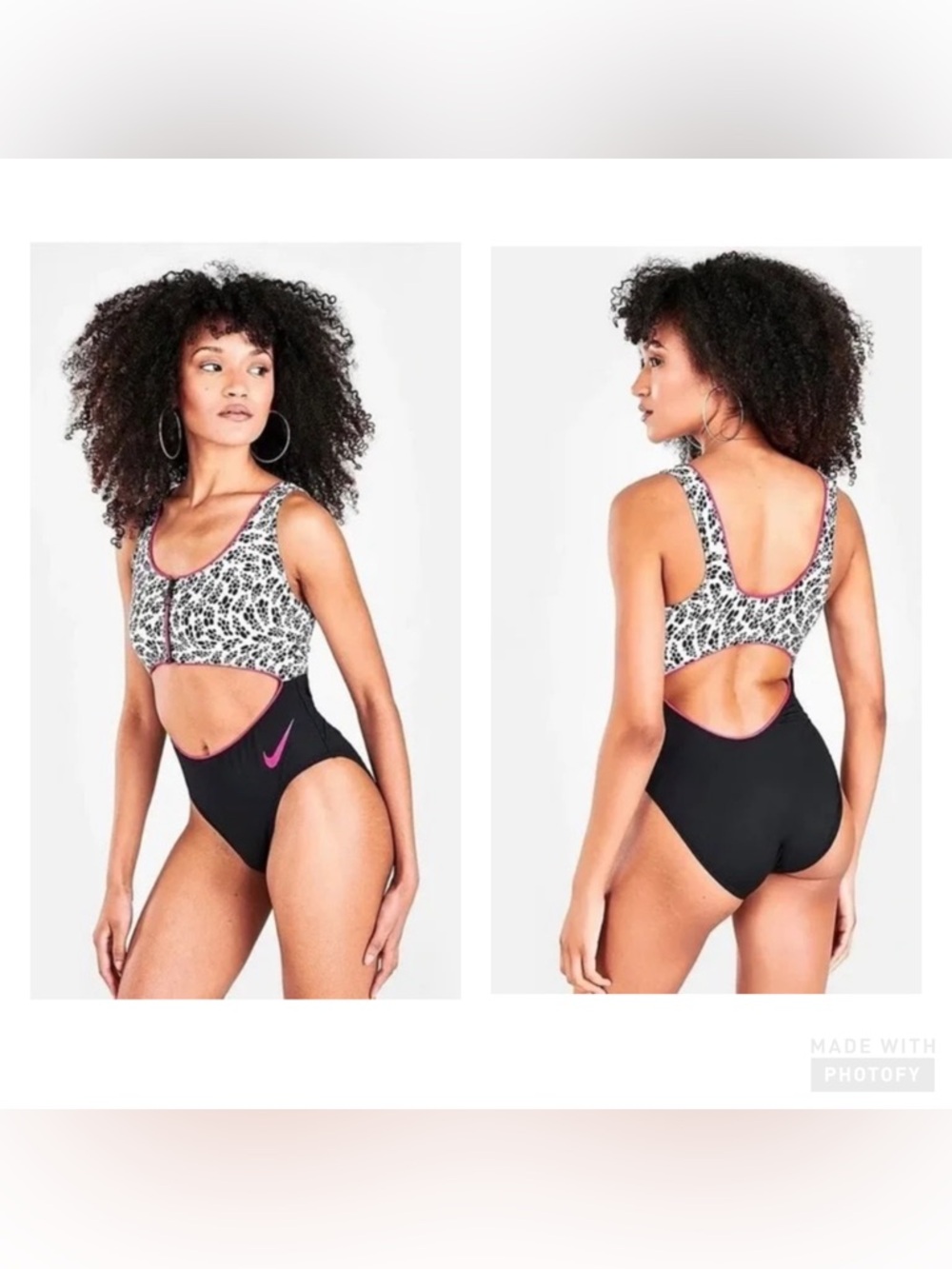 Nike Party Dots Cutout One Piece Swimsuit Black, Pink, White Sz XXL 20-22